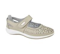 Boulevard - Scarpe da donna, calzata comoda, con finestrella sul tallone e cinturino perforato, Pietra, 37 EU