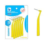 Boulton - Spazzolini interdentali angolari, confezione da 10 pezzi, a forma di L, per la pulizia dei denti, igiene orale, filo interdentale, stuzzicadenti interdentali (0,45 mm)