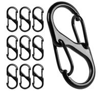 BOUMVID 10 Pezzi Moschettone a Forma di S Multifunzionale, Piccolo Nero Durevole a Doppia Molla Fibbia S, 32 mm Piccoli Mini Moschettoni Portachiavi, per Escursionismo, Campeggio, Pesca