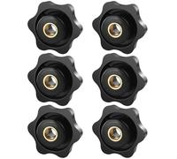 BOUMVID 6 Pezzi M6 32mm Universale Manopole Maniglia Stella Testa Serraggio Dado Dadi Manopola, Manopola di Serraggio con Filettatura Impugnatura Ottone Zigrinata per Macchine Utensili