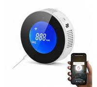 BoundlessBrothers Rilevatore di gas WLAN con LCD, rilevatore di perdite di gas per gas naturale/bombole/carbone, allarme 85 dB, controllo app, compatibile con Alexa & Google Home, certificato EN 50194