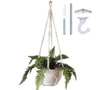 Bouqlife 100 cm macramè pianta gruccia grande per vaso da 30,5 cm extra lungo senza nappa corda di cotone appeso supporto per piante con gancio a soffitto