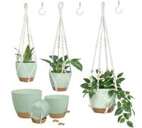Bouqlife Self Watering Hanging Planters for Indoor Plants 3 Pack Macrame Plant Hangers with Drainage Holes Pots and Hooks for Ho