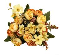 Bouquet artificiale di rose artificiali per la decorazione della stanza di nozze, il layout dell'ufficio e la hall dell'hotel, realizzato con seta, plastica e filo di ferro (arancione)