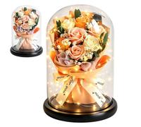 Bouquet con Fiori Stabilizzati Ornamento Romantico Da Centrotavola In | con Illuminazione a LED e con Bouquet di Fiori Secchi per Moglie o Fidanzata per San ed il Compleanno