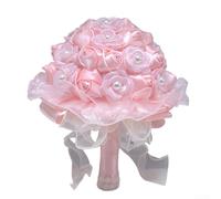 Bouquet da sposa artificiale, elegante bouquet da sposa, damigelle d'onore, accessori per matrimonio, cerimonia civile (rosa)