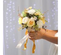 Bouquet da Sposa con Rose Artificiali Resistente Bouquet Artificiale con Nastri