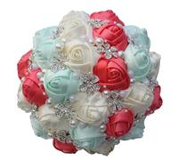Bouquet da sposa coreano di lusso con rose in seta diamante fatto a mano per damigella d'onore Baby En8 Pnnrk diametro 18 cm