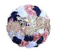 Bouquet da sposa di lusso con strass e nastro di rose per damigella d'onore bouquet eterno forniture per matrimoni Nake Pnnrk diametro 19 cm