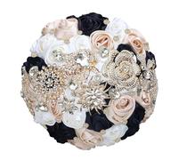 Bouquet da sposa di lusso con strass e nastro di rose per damigella d'onore bouquet eterno forniture per matrimonio nero Mix1 diametro 25 cm