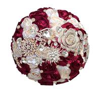 Bouquet da sposa di lusso con strass e nastro di rose per damigella d'onore, bouquet eterno per matrimonio, mix albicocca, diametro 25 cm