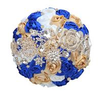 Bouquet da sposa di lusso con strass e nastro di rose per damigella d'onore, bouquet eterno per matrimonio, mix cachi, diametro 22 cm
