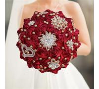 Bouquet da sposa fatto a mano Royal Wedding Bouquet per sposa damigella d'onore nastro fiori R2 30 cm