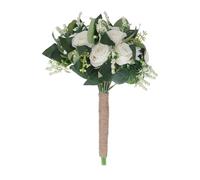 Bouquet da sposa Sposa, Rose artificiali da 27 cm Bouquet da damigella d'onore per la festa di decorazione della chiesa di nozze di San Valentino (White)