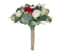 Bouquet da sposa Sposa, Rose artificiali da 27 cm Bouquet da damigella d'onore per la festa di decorazione della chiesa di nozze di San Valentino (Red)