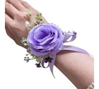 Bouquet da sposa viola, boutonniere, accessori for matrimonio, fiori all'occhiello, rose artificiali, decorazione for il ballo di fine anno e for il fidanzato per matrimoni(Wrist Corsage B)