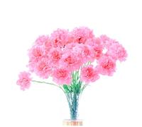 Bouquet di 10 mazzi di garofani artificiali in seta, fiore singolo da 50,8 cm e foglia verde per feste in casa, decorazione per la casa, decorazione per matrimoni e matrimoni (rosa)