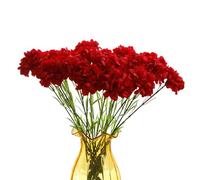 Bouquet di 10 steli di garofani rossi artificiali in seta, fiore singolo 50,8 cm bouquet e foglia verde per decorazione della casa, centrotavola, festa nuziale, festa di compleanno, decorazioni per