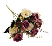 Bouquet di 12 rose artificiali decorative per casa, camera da letto e hotel, rose per un'eleganza senza tempo (caffè)