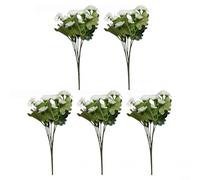 Bouquet di crisantemi artificiali ad altezza bilanciata per un'integrazione armoniosa con arbusti, lanterne e mobili da esterno (bianco)