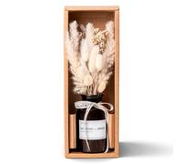 Bouquet di erba di pampa in vaso di vetro per una perfetta decorazione boho. Set con varietà di fiori secchi in elegante vaso decorativo per la casa o da regalare