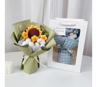 Bouquet di fiori all'uncinetto intrecciato a mano fai da te romantico regalo decorazione