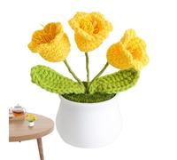 Bouquet di fiori all'uncinetto - Lana tessuta a mano con fiori vivaci, decorazioni floreali creative, scrivania multifunzionale - Norme artigianali, desktop all'uncinetto - Decorazione floreale per