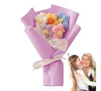 Bouquet di fiori all'uncinetto | Mazzo di falso a mano con busta squisita, falsi, decorazioni da ufficio, centrotavola per festa di San per compleanno