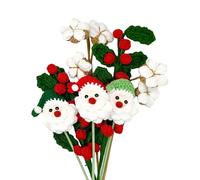 Bouquet Di Fiori All'uncinetto | Pianta di Cotone Babbo Natale - 5 Pezzi Bouquet Fiori a Maglia Handmade - Per Decorazioni Per Natale, Per L'Ufficio, Per La Casa, Per Le Feste E Per La Laurea