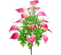 Bouquet di fiori artificiali di calla in seta con 18 teste realistiche per decorazione interna ed esterna e styling di eventi (rosa)