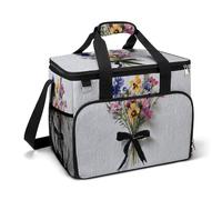 Bouquet di fiori di campo con un nastro nero borsa termica da campeggio isolata da spiaggia borse portatili a prova di perdite con tracolla