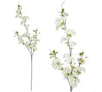 Bouquet di fiori di ciliegio, 95 cm, seta artificiale realistica (bianco) | Realistico per il design dei fiori di ciliegio, consistenza del tessuto morbido, aspetto elegante naturale