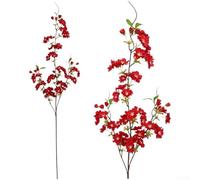 Bouquet di fiori di ciliegio, 95 cm, seta artificiale realistica (rosso) | Realistico per il design dei fiori di ciliegio, consistenza del tessuto morbido, aspetto elegante naturale