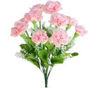 Bouquet di garofani artificiali a 10 teste in seta, decorazione per la casa | Dieci teste di garofano di seta realistiche creano un bouquet pieno e vibrante che non necessita di irrigazione o