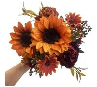 Bouquet di girasoli artificiali, fiori realistici in seta, per matrimoni, casa, vacanze, decorazione da giardino, stile nordico, altezza 31 cm, composizione leggera (B)