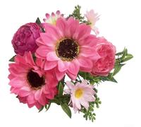 Bouquet di girasoli artificiali realistici, fiori di seta con peonia e crisantemo, per casa, giardino, decorazione per matrimoni, centrotavola, 31 cm, composizione in tessuto di poliestere (D)