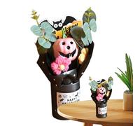 Bouquet Di Halloween - Disposizione Di Rosa Arancione Nera, Esposizione Di Fiori Di Seta Cadente | Arredamento Da Tavolo A Tema Halloween, Fiori Di Artificiale, Fulcro Autunnale Stagionale, Arre