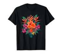 Bouquet di Ibisco Tropicale Esotico con Uccello del Paradiso Maglietta