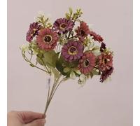 Bouquet di margherite artificiali in tessuto di seta, adatto per vari spazi interni tra cui uffici, soggiorni e tavoli da pranzo (rosso)