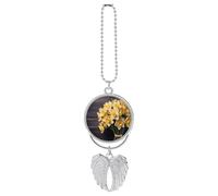 Bouquet di narcisi ciondolo per auto, ornamento da appendere allo specchietto retrovisore, decorazione per auto per specchietto retrovisore, portachiavi in stile argento