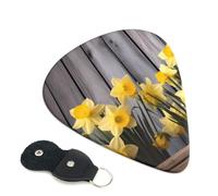 Bouquet di narcisi plettri per chitarra, 6 plettri, stampati su entrambi i lati, per chitarra elettrica, basso, ukulele (0,46 mm, 0,71 mm, 0,96 mm)