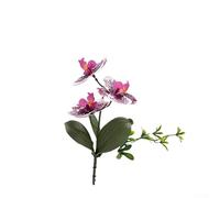 Bouquet di orchidee artificiali da 25 cm, realistico, composizione di fiori finti per centrotavola per matrimoni, casa, ufficio, tavolo o vaso, bassa manutenzione, pianta in plastica (viola maculato)