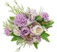Bouquet di ortensie artificiali, 32 cm, decorazione floreale in seta per matrimoni, casa e feste, centrotavola con petali realistici e fascino festivo (viola)