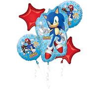 Bouquet di palloncini Sonic The Hedgehog, con 5 palloncini diversi, 1Bouquet.