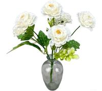 Bouquet di peonie artificiali in seta, 29 cm, realistico (bianco) | Petali di seta realistici, colori vivaci, 5 grandi fiori per mazzo, lunghezza 29 cm, perfetto riempitivo per vasi