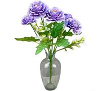 Bouquet di peonie artificiali in seta, 29 cm, realistico (viola) | Petali di seta realistici, colori vivaci, 5 grandi fiori per mazzo, lunghezza 29 cm, perfetto riempitivo per vasi