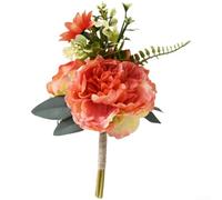 Bouquet di peonie artificiali realistiche, per eventi nuziali, decorazione per la casa e studio fotografico (sfumato arancione-rosso)
