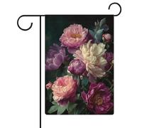 Bouquet di peonie Dark Garden Flag Stagionale Vacanze Juta Doppio Lato Casa Cortile Esterni Bandiere 30,5 x 45,7 cm