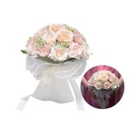 Bouquet di rose artificiali aggiungere garza, bouquet da sposa per sposa, bouquet da sposa combinato con 18 teste di fiori, per decorazioni per addio al nubilato, cerimonie, anniversari, rimpatriate