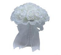 Bouquet di rose artificiali chic per matrimoni e proposte, perfetto per feste all'aperto (bianco latte)